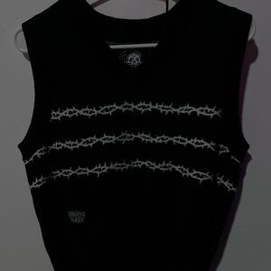 Black and White Graphic Sweater Vest
